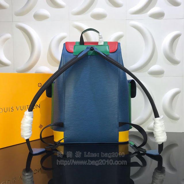 LV雙肩包 M51451 2019年秋冬新品 路易威登Christopher 小號雙肩包 彩色Epi皮革 LV後背包 LV男士背包  ydh3094